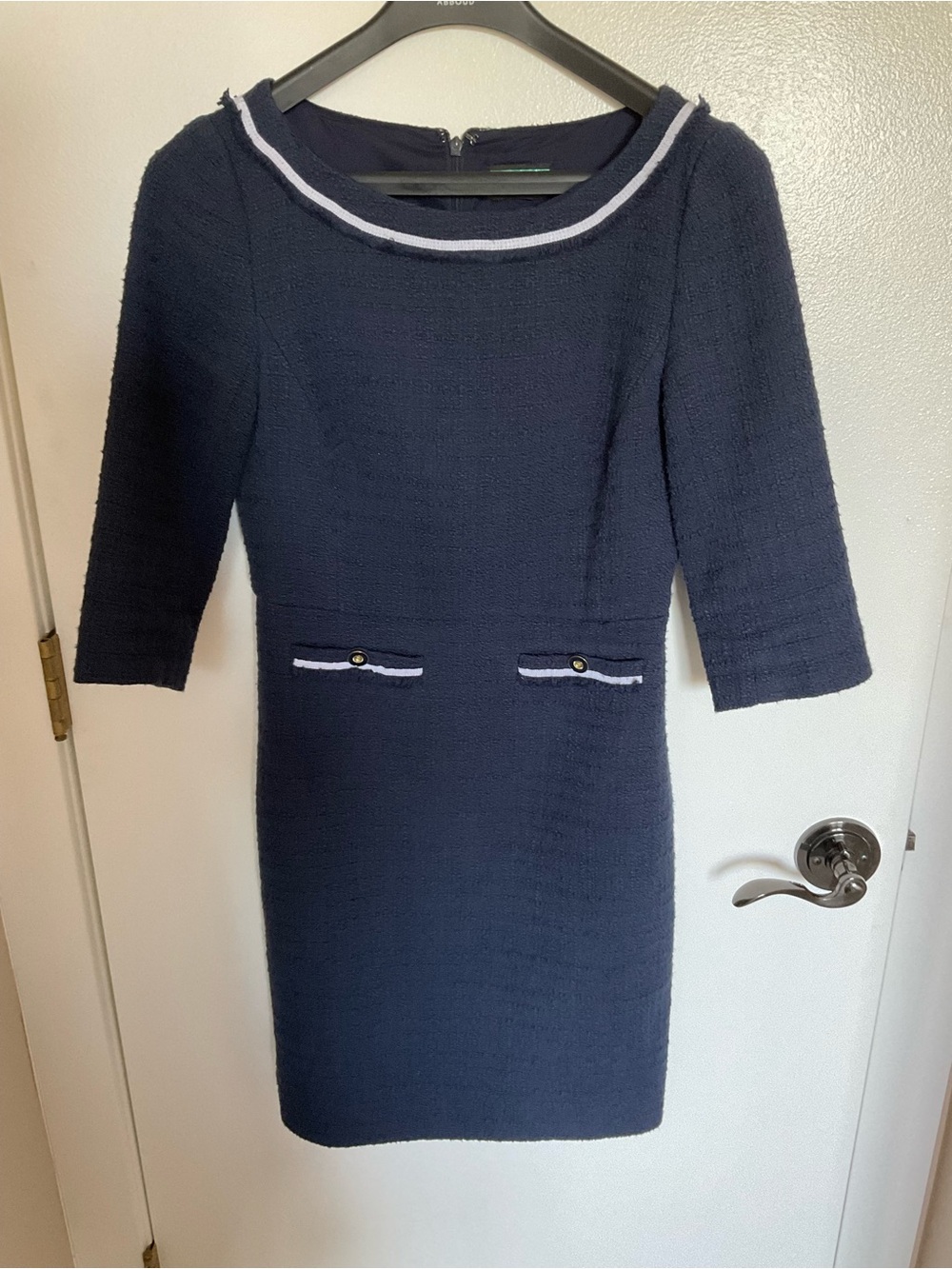 J. Crew Navy Sheath Dress with White Trim XS/S